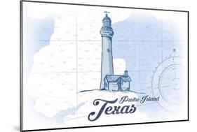 Padre Island, Texas - Lighthouse - Blue - Coastal Icon-Lantern Press-Mounted Art Print