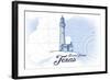 Padre Island, Texas - Lighthouse - Blue - Coastal Icon-Lantern Press-Framed Art Print