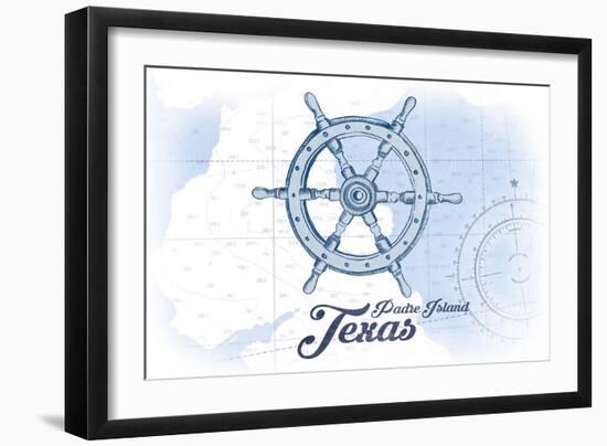 Padre Island, Texas - Ship Wheel - Blue - Coastal Icon-Lantern Press-Framed Art Print