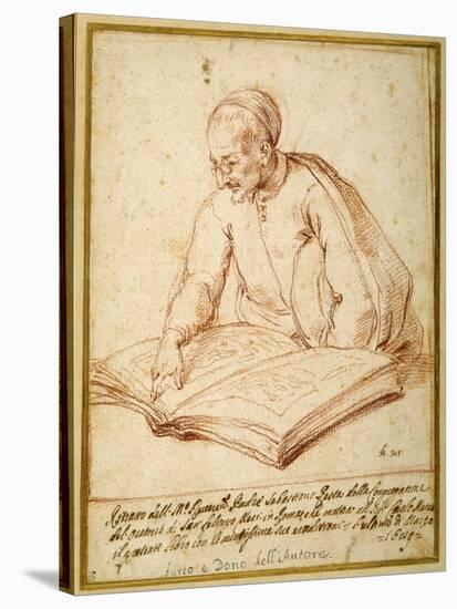 Padre Sebastiano Resta Examining a Folio of Drawings-Carlo Maratti-Stretched Canvas