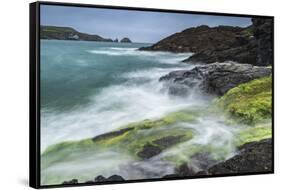 Padstow Lifeboat station from the shore of Mother Iveys Bay, Cornwall, England-Adam Burton-Framed Stretched Canvas