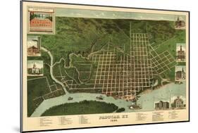Paducah, Kentucky - Panoramic Map-Lantern Press-Mounted Art Print