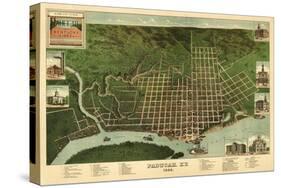 Paducah, Kentucky - Panoramic Map-Lantern Press-Stretched Canvas