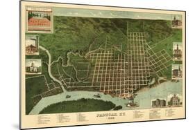 Paducah, Kentucky - Panoramic Map-Lantern Press-Mounted Art Print