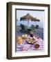 Paella with Olives, Bread and Sangria on a Table on the Beach in Andalucia, Spain-Michael Busselle-Framed Photographic Print