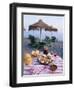 Paella with Olives, Bread and Sangria on a Table on the Beach in Andalucia, Spain-Michael Busselle-Framed Photographic Print