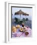 Paella with Olives, Bread and Sangria on a Table on the Beach in Andalucia, Spain-Michael Busselle-Framed Photographic Print