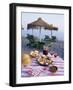 Paella with Olives, Bread and Sangria on a Table on the Beach in Andalucia, Spain-Michael Busselle-Framed Photographic Print