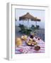 Paella with Olives, Bread and Sangria on a Table on the Beach in Andalucia, Spain-Michael Busselle-Framed Photographic Print