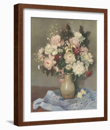 Paeonies in a Stone Vase-Marcel Dyf-Framed Premium Giclee Print