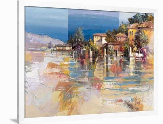 Paese sul lago-Luigi Florio-Framed Art Print