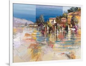 Paese sul lago-Luigi Florio-Framed Art Print
