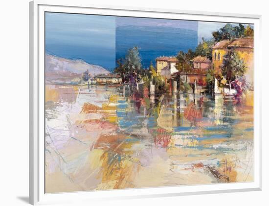 Paese sul lago-Luigi Florio-Framed Art Print