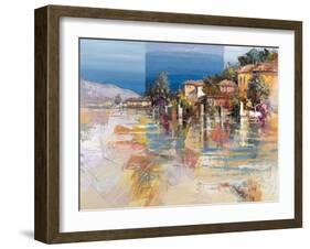 Paese sul lago-Luigi Florio-Framed Art Print