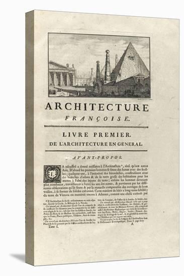 Page 1 : avec vignette représentant des architectures de l’Antiquité-Jacques-François Blondel-Stretched Canvas