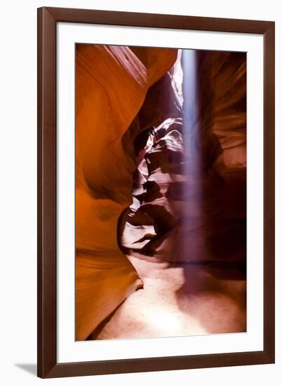 Page, Arizona. Upper Antelope Canyon. Ray of light streams down-Jolly Sienda-Framed Premium Photographic Print