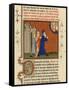 Page from a French Bible History Showing God Telling Abraham What He is to Do-null-Framed Stretched Canvas