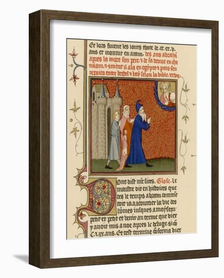 Page from a French Bible History Showing God Telling Abraham What He is to Do-null-Framed Art Print