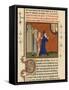 Page from a French Bible History Showing God Telling Abraham What He is to Do-null-Framed Stretched Canvas