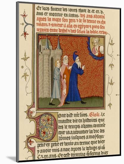 Page from a French Bible History Showing God Telling Abraham What He is to Do-null-Mounted Art Print