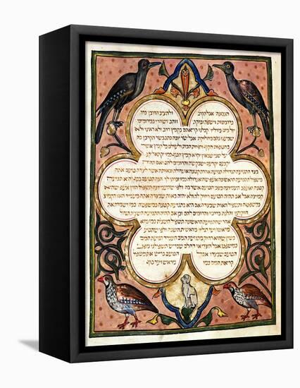 Page from a Hebrew Bible with Birds, 1299-Joseph Asarfati-Framed Stretched Canvas