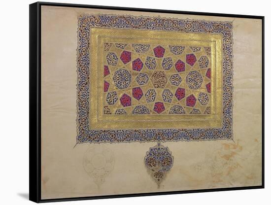 Page from a Koran Manuscript, Illuminated by Mohammad Ebn Aibak, Il-Khanid Period-null-Framed Stretched Canvas