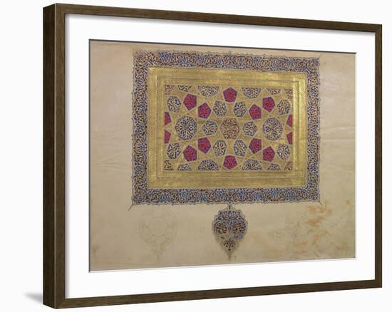 Page from a Koran Manuscript, Illuminated by Mohammad Ebn Aibak, Il-Khanid Period-null-Framed Giclee Print