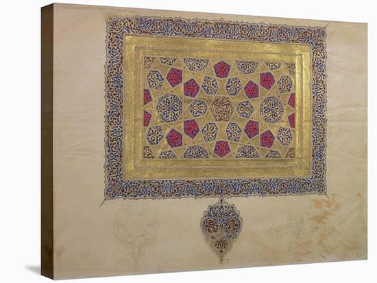 Page from a Koran Manuscript, Illuminated by Mohammad Ebn Aibak, Il-Khanid Period-null-Stretched Canvas