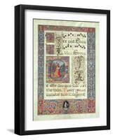 Page from a Manuscript with a Historiated Initial 'D' Depicting King David, C.1480 (Vellum)-Giuliano Amadei-Framed Giclee Print