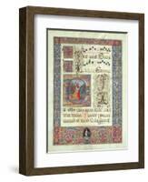 Page from a Manuscript with a Historiated Initial 'D' Depicting King David, C.1480 (Vellum)-Giuliano Amadei-Framed Premium Giclee Print