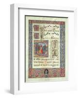 Page from a Manuscript with a Historiated Initial 'D' Depicting King David, C.1480 (Vellum)-Giuliano Amadei-Framed Premium Giclee Print