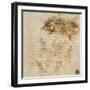 Page from a Notebook Showing Figures Fighting on Horseback and on Foot-Leonardo da Vinci-Framed Giclee Print