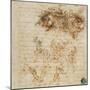 Page from a Notebook Showing Figures Fighting on Horseback and on Foot-Leonardo da Vinci-Mounted Giclee Print