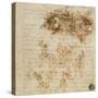 Page from a Notebook Showing Figures Fighting on Horseback and on Foot-Leonardo da Vinci-Stretched Canvas