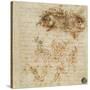 Page from a Notebook Showing Figures Fighting on Horseback and on Foot-Leonardo da Vinci-Stretched Canvas