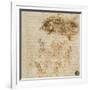 Page from a Notebook Showing Figures Fighting on Horseback and on Foot-Leonardo da Vinci-Framed Giclee Print