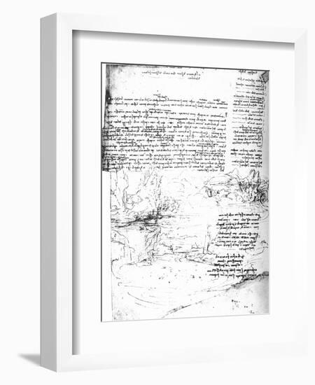 Page from Da Vinci's Notebook-Leonardo da Vinci-Framed Giclee Print