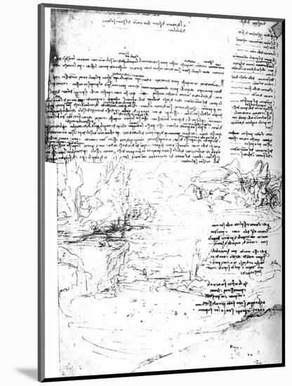 Page from Da Vinci's Notebook-Leonardo da Vinci-Mounted Giclee Print