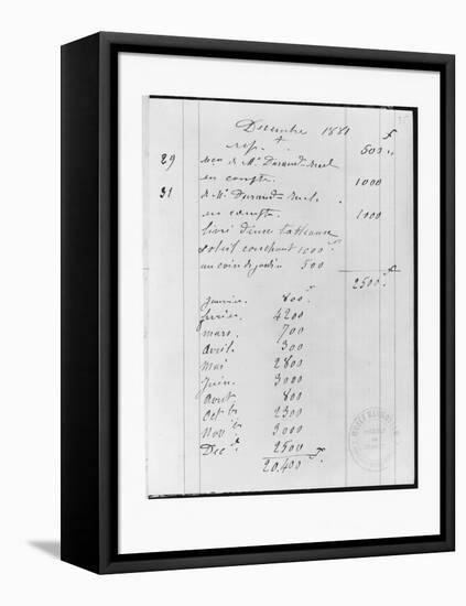 Page from Monet's Account Book Detailing Sales to Durand-Ruel-Claude Monet-Framed Stretched Canvas