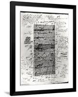 Page from One of Balzac's Works with Handwritten Corrections-Honore de Balzac-Framed Giclee Print