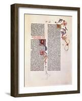 Page from the Bible for 42 Lines or Mazarinaed by Johan Gutenberg 15th Century.-null-Framed Giclee Print