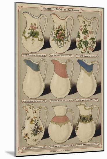 Page from the Catalogue of the Grand Depot De Porcelaines, Faiences Et Verreries-null-Mounted Giclee Print