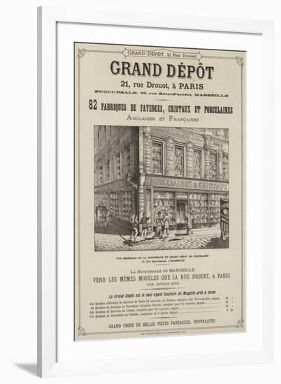 Page from the Catalogue of the Grand Depot De Porcelaines, Faiences Et Verreries-null-Framed Giclee Print