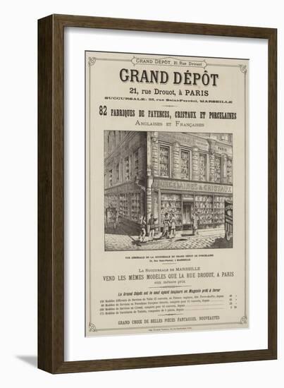 Page from the Catalogue of the Grand Depot De Porcelaines, Faiences Et Verreries-null-Framed Giclee Print