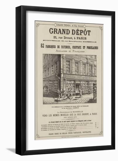 Page from the Catalogue of the Grand Depot De Porcelaines, Faiences Et Verreries-null-Framed Giclee Print