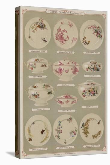 Page from the Catalogue of the Grand Depot De Porcelaines, Faiences Et Verreries-null-Stretched Canvas