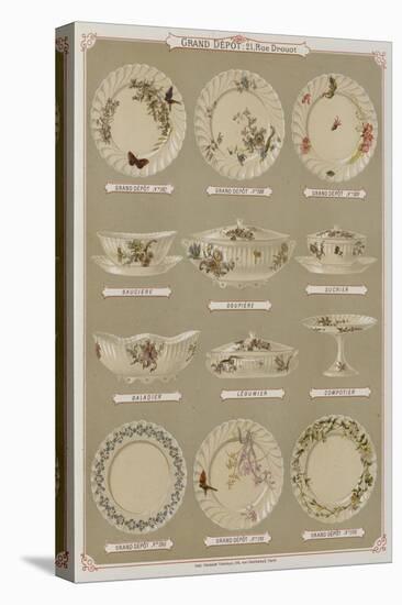 Page from the Catalogue of the Grand Depot De Porcelaines, Faiences Et Verreries-null-Stretched Canvas