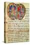 Page from the Charter of Kelso Abbey with an Illuminated Initial 1159-null-Stretched Canvas