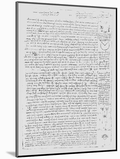 Page from the Codex Leicester, 1508-1512-Leonardo da Vinci-Mounted Giclee Print