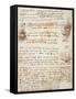 Page from the Codex Regarding the Flight of Birds-Leonardo da Vinci-Framed Stretched Canvas